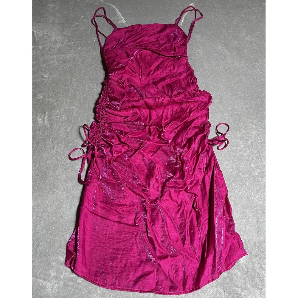 Finders Keepers Dress Womens‎ 4 Pink Ruched Yasmine Midi Fuchsia